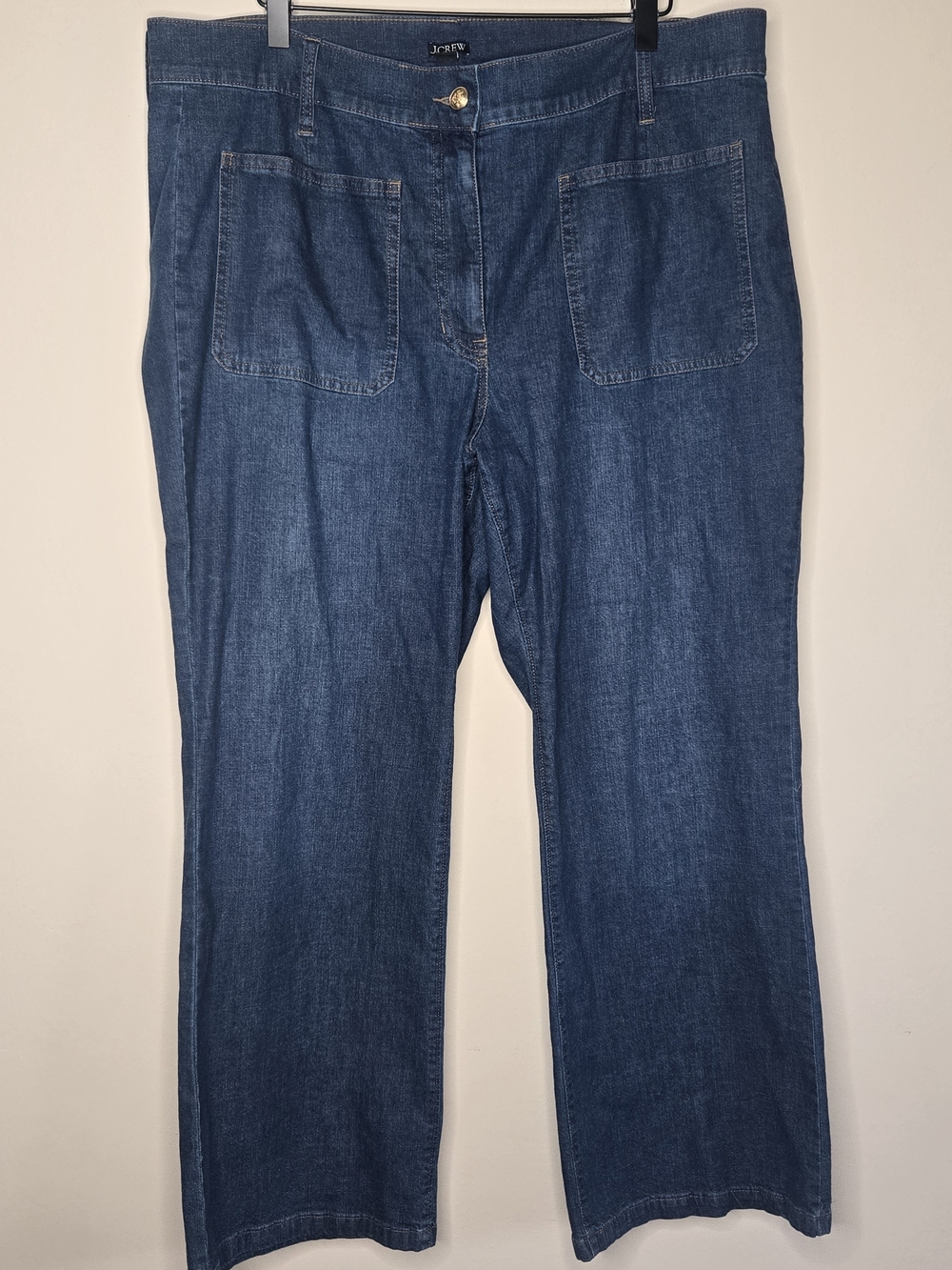 J.Crew Wide Leg Patch Pocket Jeans High Rise Denim Blue Spring 2025 - Picture 3 of 8